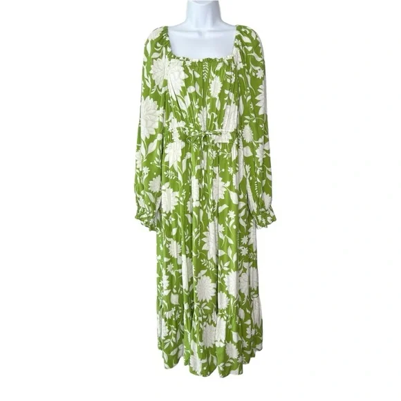 Ava & Viv Women’s X 14W Floral Balloon Sleeve Ruffle Hem Midi Dress - Picture 2 of 11